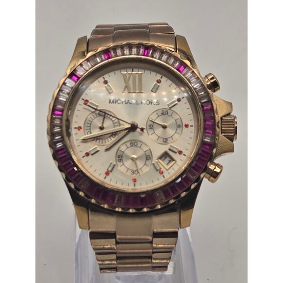Michael Kors Everest Chronograph Gold-Tone Women's Watch MK5871 - Pink Crystals
